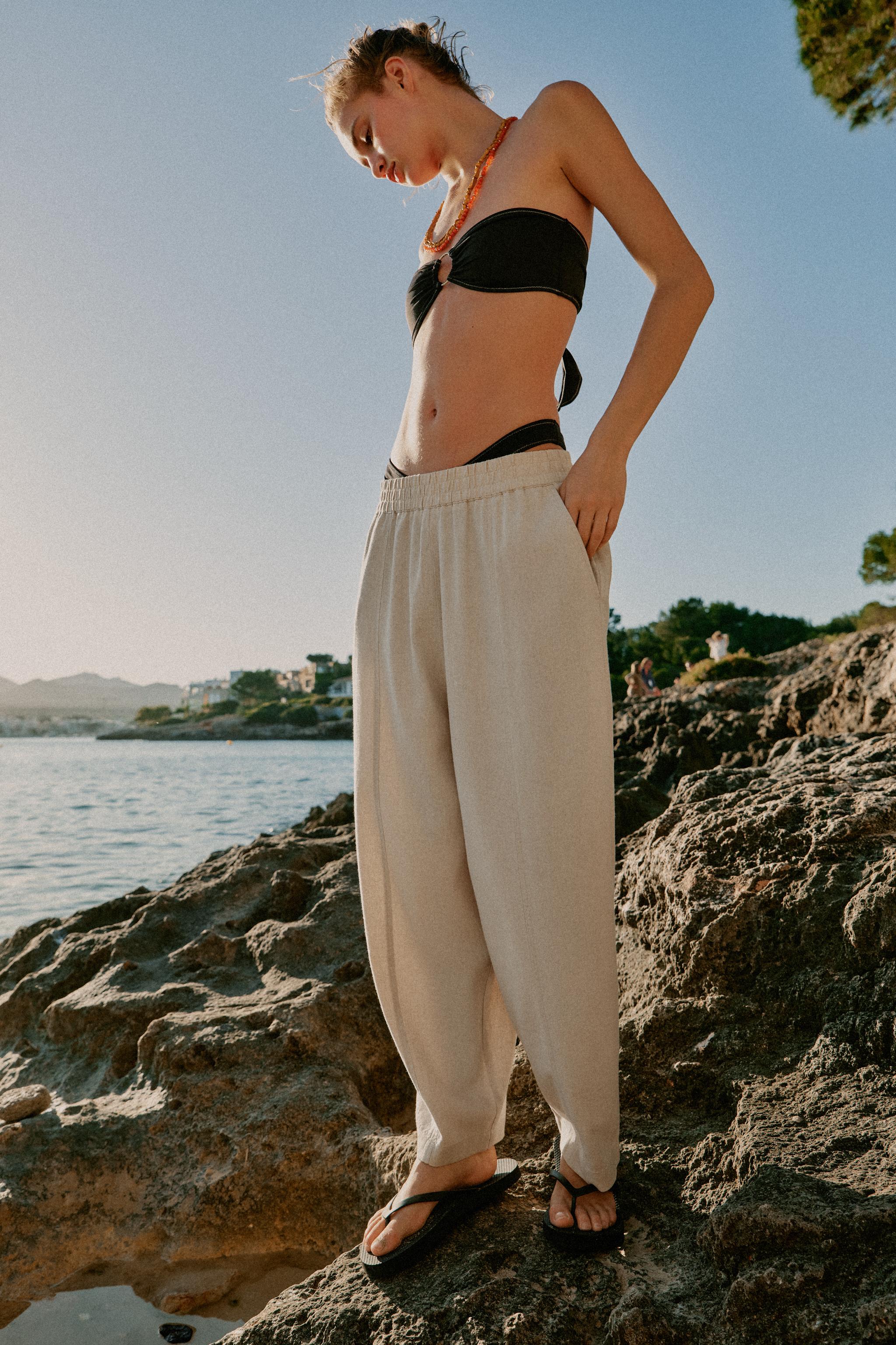 PANTALON BARREL AVEC LIN